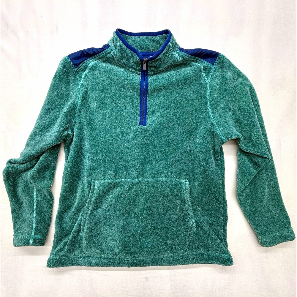 Tommy Bahama Men's L Green Fleece 1/4 Zip Mock Neck Pullover Sweatshirt